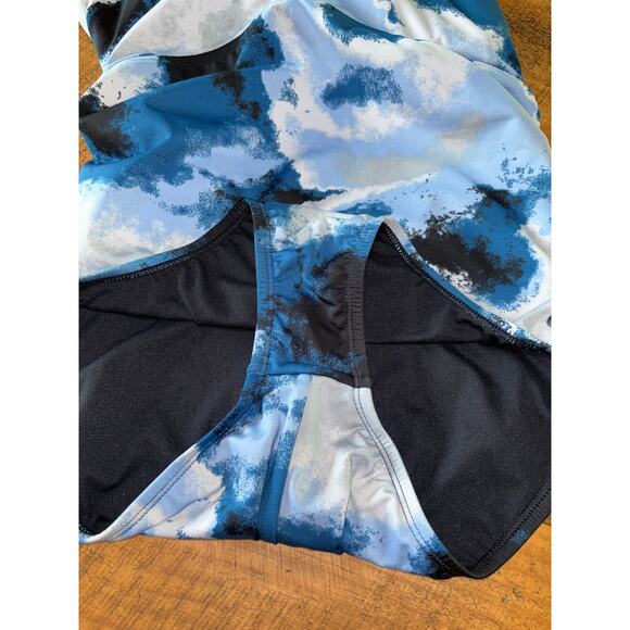 Womens Nike Swim Blue Black Cascade High Neck Racerback One-Piece Swimsuit Large - Picture 11 of 11